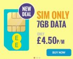 EE 7GB UNLIMITED MINS & FREE ROAMING poss. £3.25/month after cashback 12M @ e2save.co.uk (reg. price £16.99) - £203.88