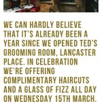 Free haircut and a glass of fizz at Ted's Lancaster grooming room, Charing Cross Wednesday 15th March