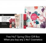Free No.7 spring glow gift box when you buy any 2 No.7 cosmetic or accessories (cheapest item 4.95) minimum spend of
