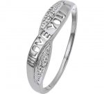 9ct White gold 'I love you' crossover ring