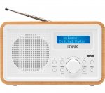 LOGIK LHDR15 Portable DAB/FM Clock Radio - Light Wood & White
