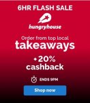 20% cashback, Hungry House