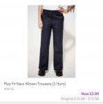 Plus fit Girls Navy school trousers C&C