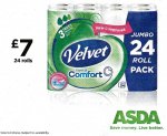 Velvet Comfort 24 Rolls ASDA - Rock Bottom Price