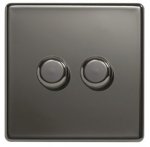 BG Black Nickel Flat Plate Double Dimmer switch