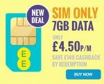 Back on! EE 7GB UNLIMITED MINS, FREE ROAMING & 12 MONTHS BT SPORT - £4.50 after cashback redemption (possible additional Quidco/topcashback) 12M @ e2save.co.uk (reg. price £16.99pm) - £203.88