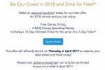 Walt Disney World 2018 Holidays - FREE $200 Disney Gift Card, FREE Memory Maker worth $169), FREE Quick Service Dining Plan & 14 Day Disney ticket for the price of 7