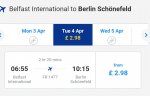 Ryanair flight Belfast to Berlin Tues 4th £2.98