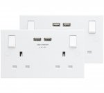 BG Double Socket with 2 USB Ports (2.1A) – Twin Pack