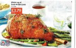 Whole Leg of Fresh British Lamb ALDI - Also British Beef Roasting Joint £4.95kg - British Pork Leg Joint £3.29kg