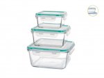 Set of 3 Airtight Glass Food Storage Containers Lidl