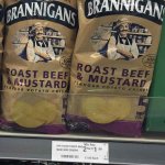 Brannigans Roast Beef and Mustard / smoked ham and pickle crisps, 2 multi-packs for £1.50 in Farmfoods. 