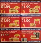 McDonalds Discount Vouchers From WHSmiths Big Mac or McChicken Sandwich & Medium Fries / Fillet-O-Fish or 6 Nuggets & Medium Fries £1.99 + More