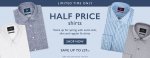 Moss Bros - half price shirts - save upto £37.50! Prices start at £12.50