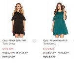 Free delivery on EVERYTHING with code - no minimum spend eg Quiz satin frill tunic dress was £24.99 now £4.99 delivered more in post @ Debenhams