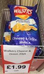 20 packs walkers cheese and onion