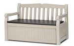 Keter Eden Bench Outdoor Storage Box Garden Furniture, 140 x 60 x 84 cm - Beige and Brown
