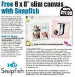 Snapfish FREE 8 x 8" Slim Canvas print (Plus £4.99 Postage)