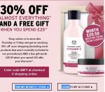 30% off on almost everything & get a free gift worth £20.50 when you spend £25