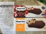4 x Haagen Dazs ice cream almond white choc/ salted caramel/strawberries and cream chocolate covered lollies x4 39p