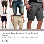 Men's Superdry Shorts - various styles and colours @ eBay store / Superdry on eBay
