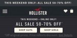 Hollister sale upto 70% - online