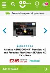 Hisense H49M3000 49" Freeview HD and Freeview Play Smart 4K Ultra HD TV - Black - £349.00 (with code) @ AO