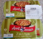 Aunt bessies bramley apple crumble puds × 2