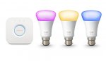Philips Hue White and Colour Ambiance Wireless Lighting B22 Bayonet Starter Kit