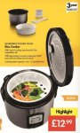 Rice Cooker 1L - £12.99 - LIDL (Silvercrest) 400W - Includes Steam Cooking Attachment for Fish, Vegetables etc. - 3yr warranty