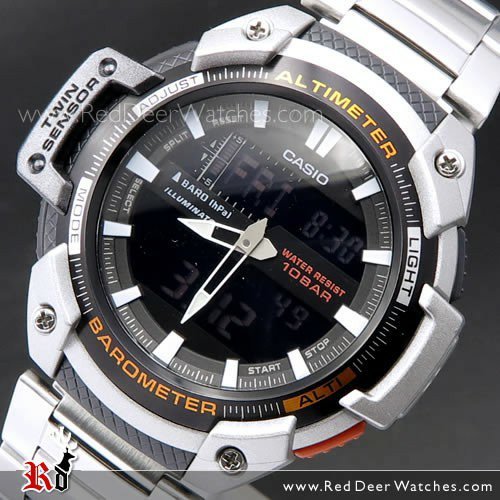 casio men's twin sensor watch blue accents