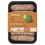 Waitrose 6 British Pork Sausages with Bramley Apple £1.60 PYO