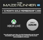 Xbox 12 Months Xbox Live Plus The Maze Runner HD