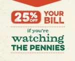 25% Off food & Drink At Harvester 1-14 Jan + for Nationwide Debit/Credit Card Customers 15% Cashback, OR Toby Cavery +15% Simply Rewards