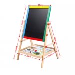 Kids Wooden Drawing Board (Adjustable) Easel Chalk 2in1