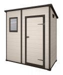 Keter Manor Pent Outdoor Plastic Garden Storage Shed, 6 x 4 feet - Large, Beige