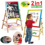 Kids 2 in 1 Wooden Adjustable Drawing Board / Chalk Board