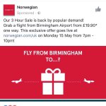 Norwegian airlines - FLASH SALE - Starts 15th May