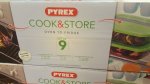 Set of 9 Pyrex Glass Food containers