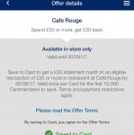 Amex offer: Café Rouge spend or more, get £20 back