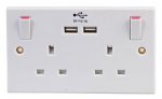 PRO ELEC 2213U 2-Gang Power & USB Charging Wallplate