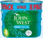 8 x 160g tins of John west Tuna chunks in brine