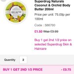 2x bodybutter each! @ superdrug (Free delivery for members)