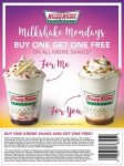 Buy one get one free Krispy Kreme Milkshakes for Milkshake Mondays until 3rd July @ Krispy Kreme