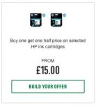 HP printer ink, buy one get one (£7.50