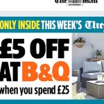 £5 off at B&Q when you spend £25. instore or online, coupon in the Mail on Sunday £1.20