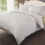 Asda Luxury By George Sateen Stripe Duvet Set 300 Thread Count White Double