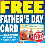 Snapfish Free 7 x 5” folded Father’s Day card worth