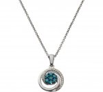 Silver Blue and White Treated 0.20cttw Diamond Swirl Pendant