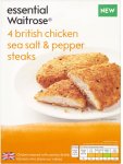 Essential Waitrose British Chicken Sea Salt and Pepper Steaks (4 = 380g)